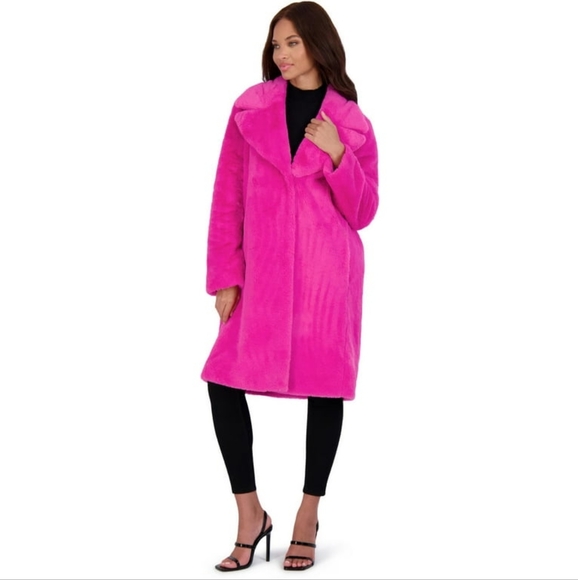 🟢SALE! AVEC LES FILLES,  HOT PINK FAUX FUR COAT - Picture 2 of 13